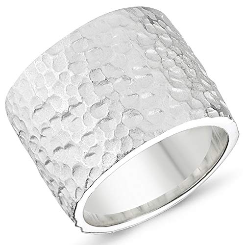 Vinani Design Ring breit gehämmert massiv mattiert schlicht 925 Sterling Silber Größe 60 (19.1) 2RBA60 von Vinani