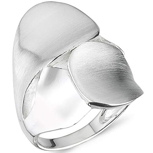 Vinani Design Ring breit mattiert glänzend schlicht anpassbar 925 Sterling Silber Größe 60 (19.1) 2RBC60 von Vinani