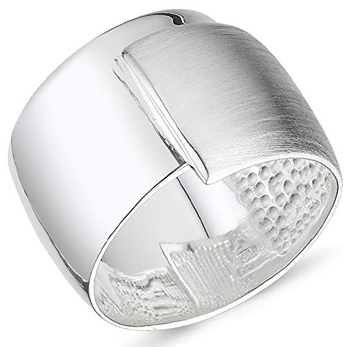 Vinani Design Ring massiv breit glänzend mattiert 925 Sterling Silber Größe 60 (19.1) 2RLW60 von Vinani