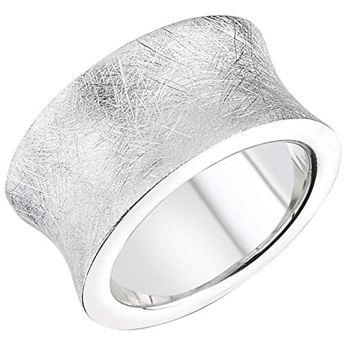 Vinani Design Ring massiv gebürstet schlicht 925 Sterling Silber Größe 52 (16.6) 2RAT52 von Vinani