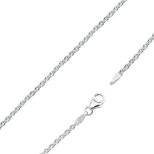 Vinani Fiorentina Kette glänzend Gliederkette Ösen Karabiner Verschluss für Anhänger 2,3 mm 55 cm Sterling Silber 925 F655 von Vinani