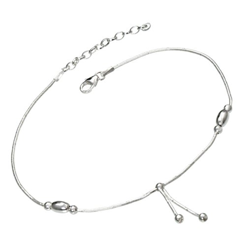 Vinani Fußkettchen Doppel Pendel 23 cm auf 27 cm verlängerbar Italien hochwertig Sterling Silber 925 Fußkette FDL von Vinani