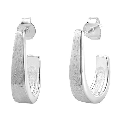 Vinani Damen Ohrstecker 925 Silber - Halb Creolen klein mattiert - Ohrringe aus 925 Sterling Silber - 2CHA von Vinani