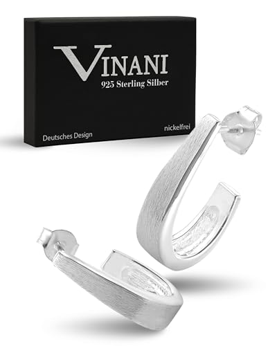 Vinani Damen Ohrstecker 925 Silber - Halb Creolen klein mattiert - Ohrringe aus 925 Sterling Silber - 2CHA von Vinani
