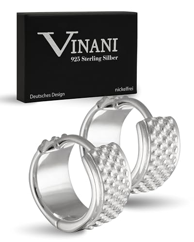 Vinani Klapp-Creolen Igelmuster Sterling Silber 925 Ohrringe Igel CIG von Vinani
