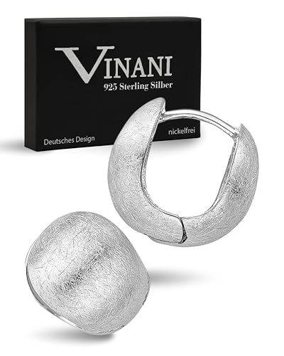 VINANI Klapp-Creolen aus 925 Sterling Silber I Nickelfreie Ohrringe für Damen I Gebürstete Oberfläche mit Anlaufschutz I Allergikerfreundlich I Handarbeit in Juweliersqualität I CJQ von Vinani