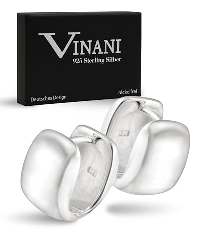 Vinani Damen Ohrringe 925 Silber - Klapp-Creolen U-Form glänzend - Ohrring Set für Frauen aus 925 Sterling Silber - CJI von Vinani