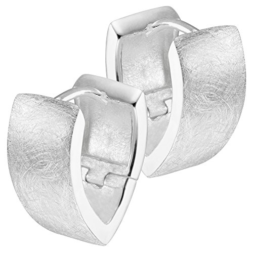 Vinani Klapp-Creolen V-Form breit gebürstet Sterling Silber 925 Ohrringe CJB von Vinani
