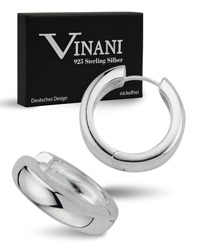 Vinani Damen Ohrringe 925 Silber - Klapp-Creolen abgerundet glänzend - aus 925 Sterling Silber für Frauen - 2CKP Vinani Damen Ohrringe 925 Silber - Klapp-Creolen abgerundet glänzend - aus 925 Sterling Silber für Frauen - 2CKP von Vinani