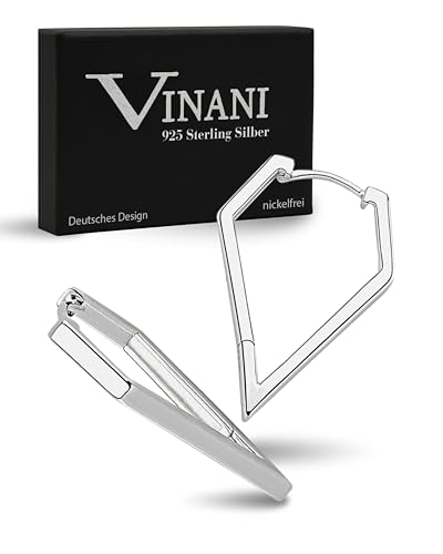 Vinani Damen Ohrringe 925 Silber - Klapp-Creolen diamantförmig glänzend - 925 Sterling Silber für Frauen - 2CSD Vinani Damen Ohrringe 925 Silber - Klapp-Creolen diamantförmig glänzend - 925 Sterling Silber für Frauen - 2CSD von Vinani