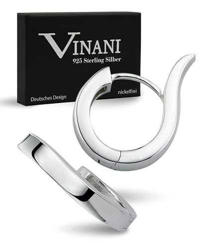Vinani Damen Ohrringe 925 Silber - Klapp-Creolen Ohrring Set für Frauen glänzend aus 925 Sterling Silber 2COL von Vinani