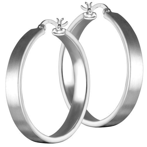 Vinani Damen Ohrringe 925 Silber - Klapp-Creolen Ohrring Set für Frauen aus 925 Sterling Silber mattiert CBAM von Vinani