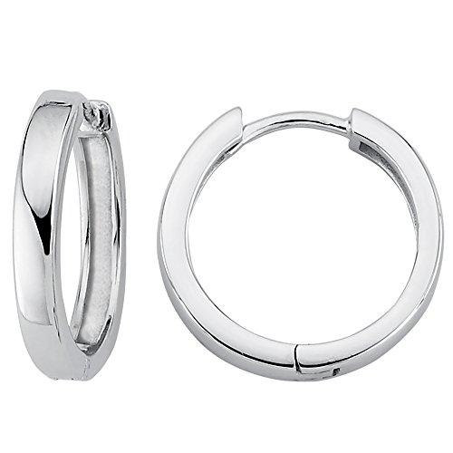 Vinani Damen Ohrringe 925 Silber - Klapp-Creolen Ohrring Set für Frauen aus 925 Sterling Silber mittel schmal glänzend rhodiniert 2CKB von Vinani