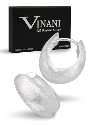 Vinani Klapp-Creolen oval bauchig gebürstet Sterling Silber 925 Ohrringe 2CKG von Vinani