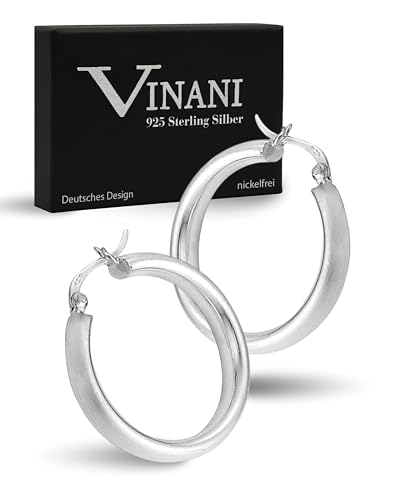 Vinani Klapp-Creolen rund mittel mattiert flach Sterling Silber 925 Ohrringe mit Bügel Schranken Verschluss 2CYZ Vinani Klapp-Creolen rund mittel mattiert flach Sterling Silber 925 Ohrringe mit Bügel Schranken Verschluss 2CYZ von Vinani