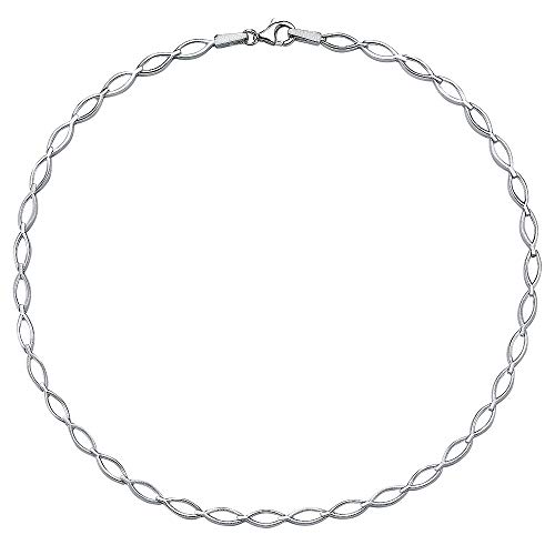 Vinani Kollier ovale Glieder klassisch mattiert glänzend 925 Sterling Silber Collier 2KOP von Vinani