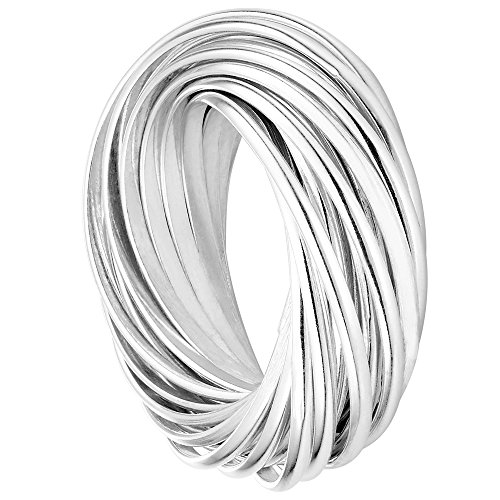 Vinani Multi 3er Ring Wickelring massiv glänzend beweglich Sterling Silber 925 Dreierring Größe 52 (16.6) 2R3N-52 von Vinani