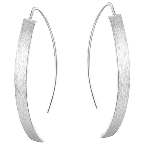 Vinani Ohrhänger Streifen lang gebogen groß mattiert glänzend Sterling Silber 925 Ohrringe OUCG von Vinani