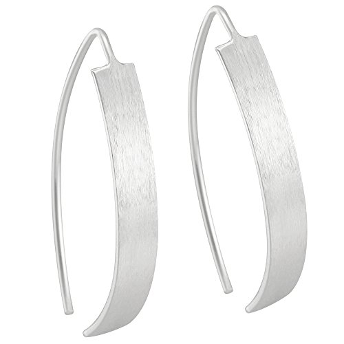 Vinani Damen Ohrringe 925 Silber - Ohrhänger Streifen - lang gebogen klein mattiert glänzend - aus 925 Sterling Silber - Ohrring-Set für Frauen - OUCK von Vinani