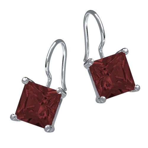 Vinani Ohrhänger Viereck Quadrat Zirkonia dunkel rot Sterling Silber 925 Ohrringe OH3R von Vinani