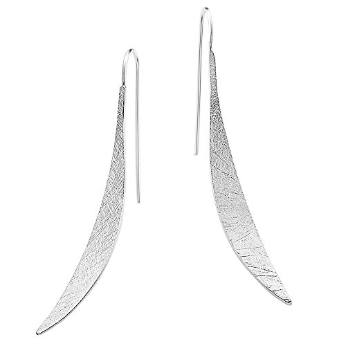 Vinani Ohrhänger schmal lang Blatt gebürstet Sterling Silber 925 Ohrringe 2OHA von Vinani