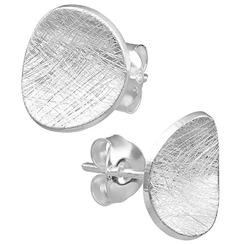 Vinani Damen Ohrstecker 925 Silber - Kreis-Design rund gebogen gebürstet - aus 925 Sterling Silber - Ohrringe für Frauen - 2OSB von Vinani