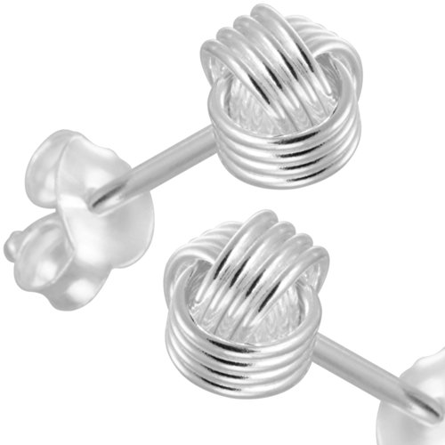 Vinani Ohrstecker Knoten klein Sterling Silber 925 Wollknäuel Affenfaust Ohrringe OWK von Vinani