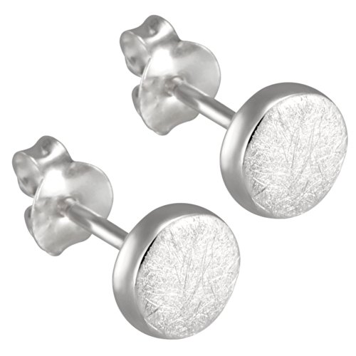 Vinani Damen Ohrstecker 925 Silber - Scheibe gebürstet - Ohrringe aus 925 Sterling Silber für Frauen - ORKG von Vinani