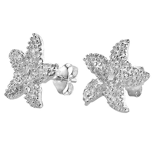 Vinani Ohrstecker Seestern weiße Oberfläche elegant glänzend Sterling Silber 925 Stern Ohrringe 2OSD von Vinani