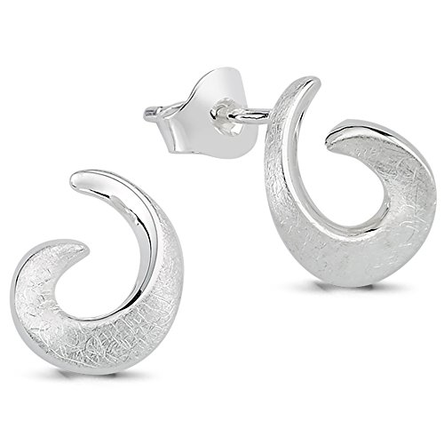 Vinani Ohrstecker Spiralen Design verspielt gedeht gebürstet Sterling Silber 925 Ohrringe 2OST von Vinani