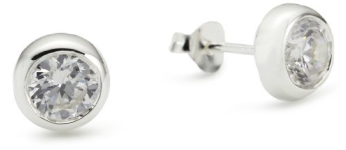 Vinani Ohrstecker mittel rund Zirkonia weiß Sterling Silber 925 Ohrringe OS2W von Vinani