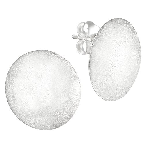 Vinani Ohrstecker rund gewölbt gebürstet Sterling Silber 925 Ohrringe OIRU von Vinani