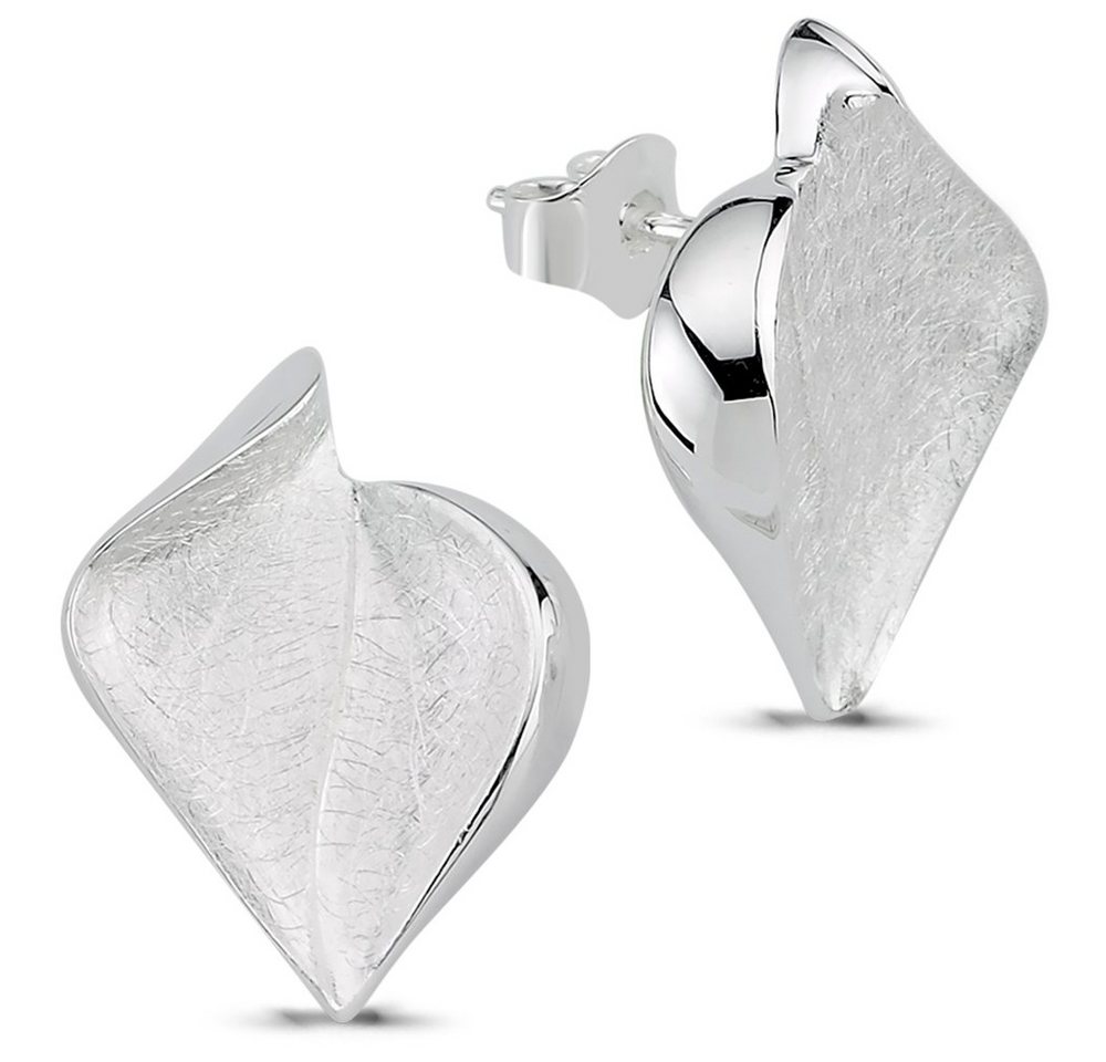 Vinani Paar Ohrstecker, Vinani Ohrstecker Herz Design verspielt geschwungen gebürstet glänzend Sterling Silber 925 Ohrringe 2OSW von Vinani