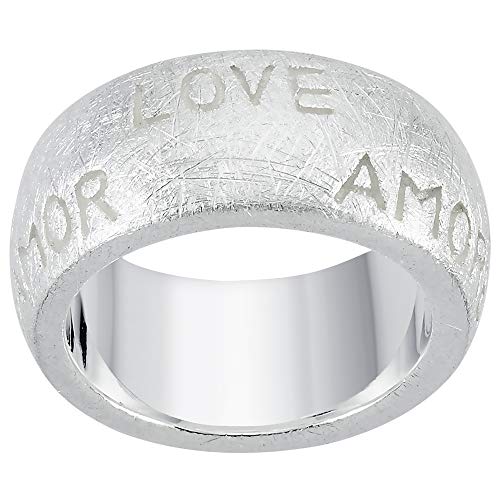 Vinani Ring Amor Liebe Love gebürstet 925 Sterling Silber Größe 54 (17.2) 2RAM54 von Vinani