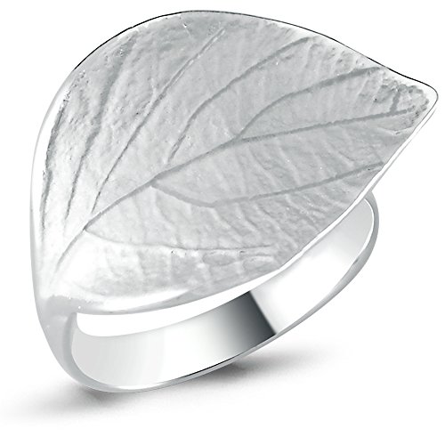 Vinani Ring Blatt sandgestrahlt glänzend breit Sterling Silber 925 Größe 54 Baum (17.2) 2RBT54 von Vinani