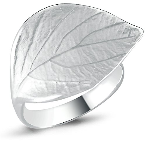 Vinani Ring Blatt sandgestrahlt glänzend breit Sterling Silber 925 Größe 62 Baum (19.7) 2RBT62 von Vinani