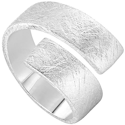 Vinani Damen Ring 925 Silber - Bandring-Design massiv gebürstet anpassbar - aus 925 Sterling Silber für Frauen - Größe 60 (19.1) 2RSS-60 von Vinani