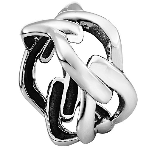 Vinani Ring Design Panzerkette verschlungen breit glänzend Sterling Silber 925 Größe 58 (18.5) 2RTU-58 von Vinani