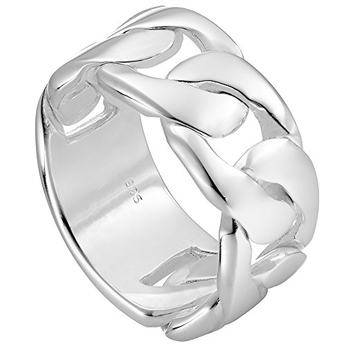 Vinani Damen Ring 925 Silber - Panzerketten Design massiv glänzend - 925 Sterling Silber für Frauen - Größe 56 (17.8) 2RLA-56 von Vinani