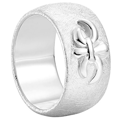 Vinani Ring Fleur de Lis Lilie Ritter Symbol gebürstet massiv Sterling Silber 925 Blume Größe 64 (20.4) 2RLG-64 von Vinani