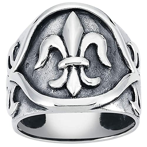 Vinani Ring Fleur de Lis Lilie geschwärzt glänzend massiv 925 Sterling Silber Blume Ritter Größe 62 (19.7) 2RTL62 von Vinani