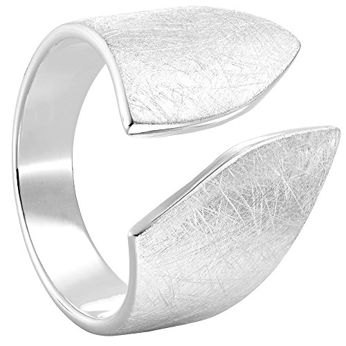 Vinani Ring Flügelring breit offen schlicht gebürstet Sterling Silber 925 anpassbar Größe 56 (17.8) 2RBR-56 von Vinani