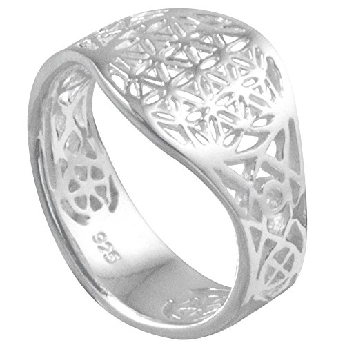 Vinani Damen Ring 925 Silber - Lebensblume - Blume des Lebens - Mandala glänzend offen - aus 925 Sterling Silber für Frauen - RLB54 von Vinani