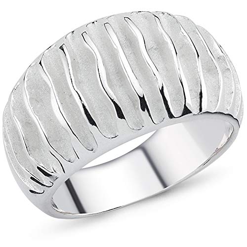 Vinani Ring Rillen abgerundet massiv sandgestrahlt glänzend 925 Sterling Silber Baum Größe 56 (17.8) 2RKB56 von Vinani