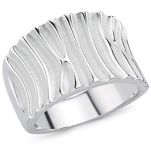 Vinani Damen Ring 925 Silber - Baum Rillen Design - massiv sandgestrahlt glänzend - 925 Sterling Silber für Frauen - 2RKS60 von Vinani