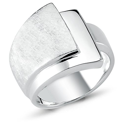 Vinani Damen Ring 925 Silber - Schichten Design 3 Ebenen für Frauen aus 925 Sterling Silber gebürstet glänzend massiv breit - 2RSC64 von Vinani