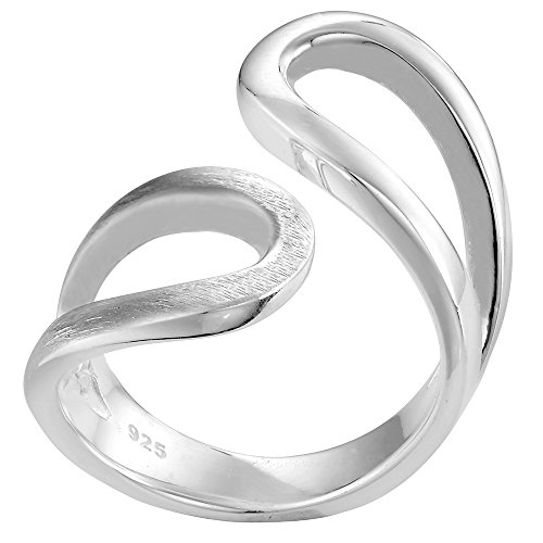 Vinani Ring Schlaufen Design geschwungen gebürstet glänzend massiv offen Sterling Silber 925 Größe 62 (19.7) 2RSL62 von Vinani