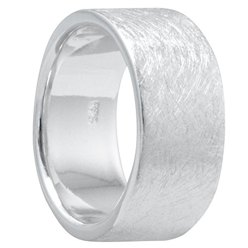 Vinani Damen Ring 925 Silber - breit gebürstet schlicht massiv - aus 925 Sterling Silber - RXG60 von Vinani