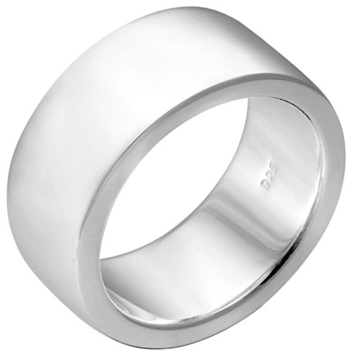 Vinani Damen Ring 925 Silber - breit schlicht massiv - glänzend aus Sterling Silber 925 für Frauen und Herren - REG56 von Vinani