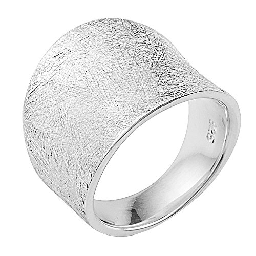 Vinani Damen Ring 925 Silber - gewölbt schlicht gebürstet breit massiv - 925 Sterling Silber - für Frauen - 2RMX60 von Vinani